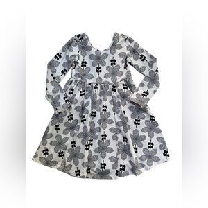 Hanna Andersson Size 120, 6-7, Celebration Skater Dress in Ecru and Black Floral